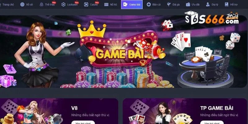 Sảnh game bài cung cấp đầy đủ các tựa game từ kinh điển đến hiện đại