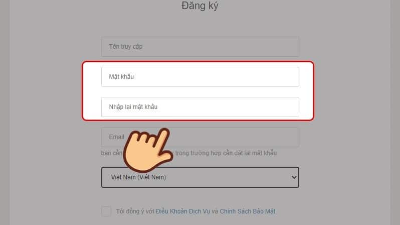 Nhập mật khẩu sau đó xác nhận lại mật khẩu