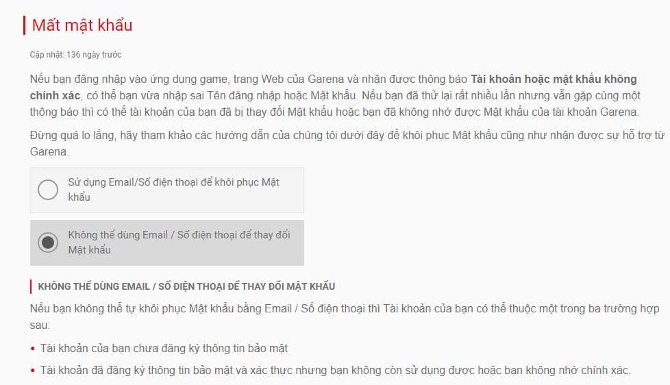 Chọn vào không thể dùng Email và số điện thoại