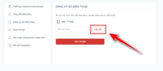 Chọn vào lấy mã