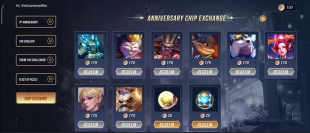 Garena cũng khéo léo thêm các lựa chọn phụ để game thủ full tướng, full skin quy đổi lấy vé quay, Giấy vẽ bùa bậc S.
