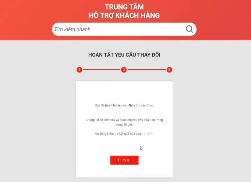 Garena sẽ kiểm tra yêu cầu trong vòng 48 giờ và trả lại kết quả