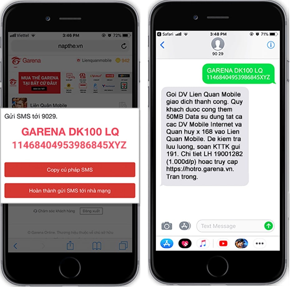 Hình Nạp Thẻ Garena Thành Công Liên Quân
