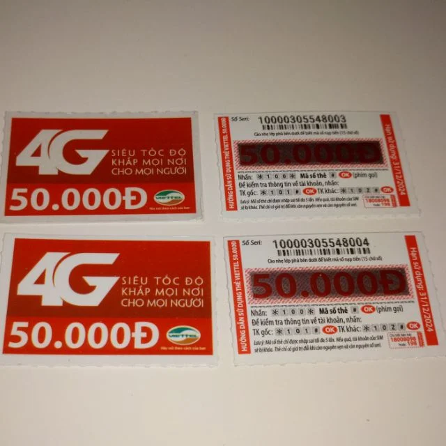 Hình Thẻ Viettel 50k chưa cào