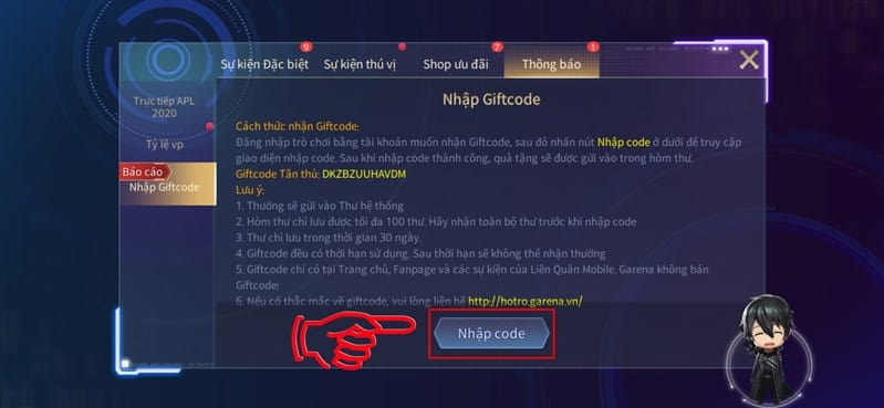 Nhập code