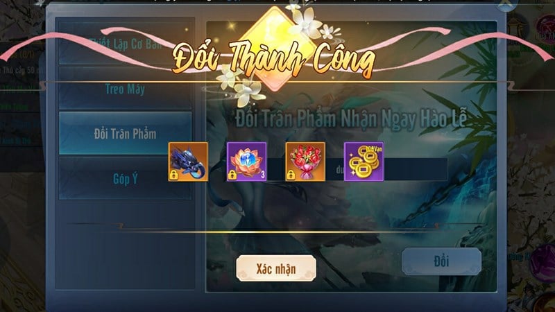 Quà sau khi nhập code thành công Sau khi nhập code thành công bạn sẽ nhận được quà ngay lập tức.