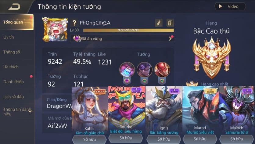 Ảnh Rank Cao Nhất Liên Quân