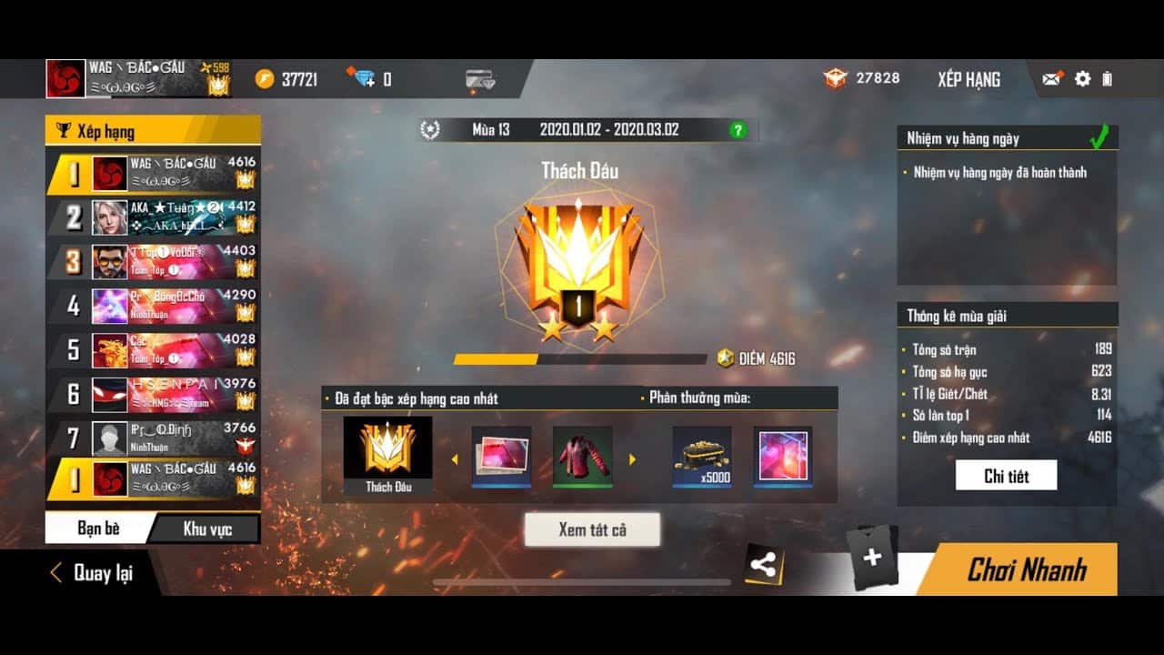 Hình rank Đại Kiện Tướng Free Fire VIP nhất