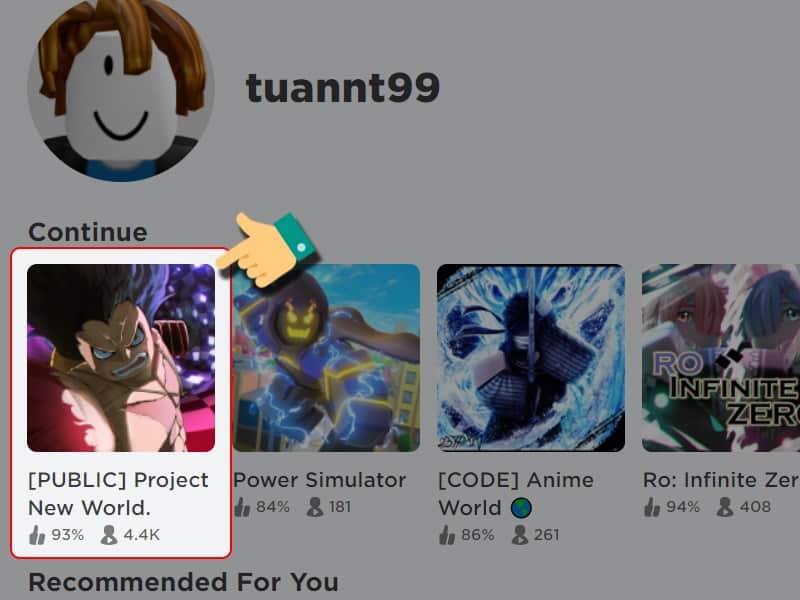 Khởi chạy Project New World trên Roblox.