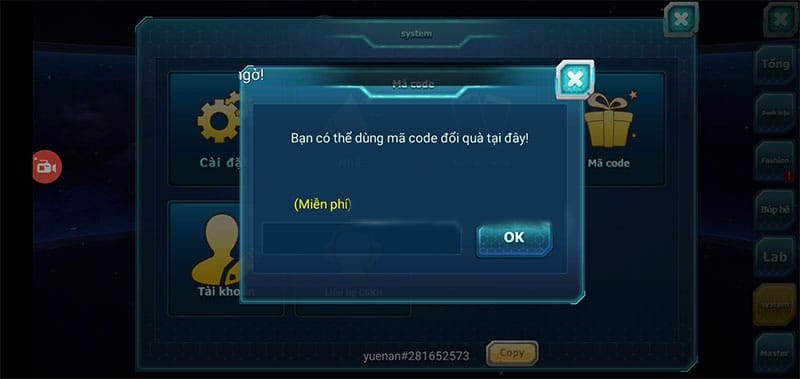 Màn hình sẽ xuất hiện thông báo đổi code thành công.
