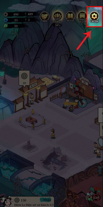 Cách nhập giftcode game Vương Quốc Âm Phủ - bước 1