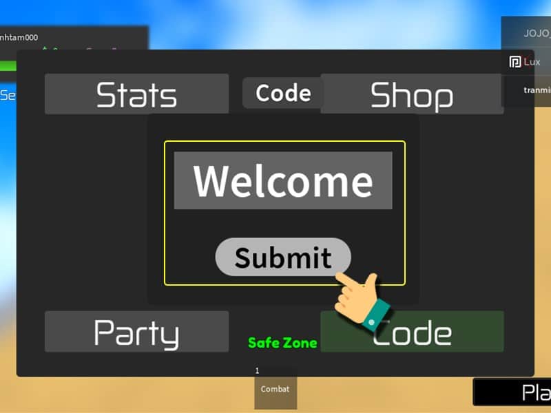 Điền chính xác mã gift code và nhấn vào nút Submit để xác nhận.