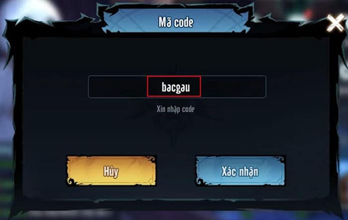 Điền mã giftcode mà ban có vào ô Xin nhập code.