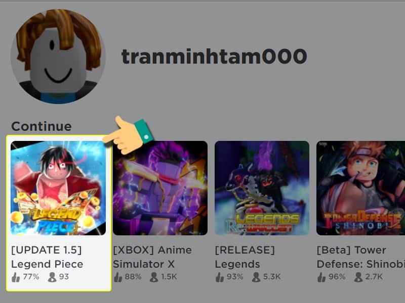 Mở game Legend Piece trên Roblox bằng thiết bị của bạn.