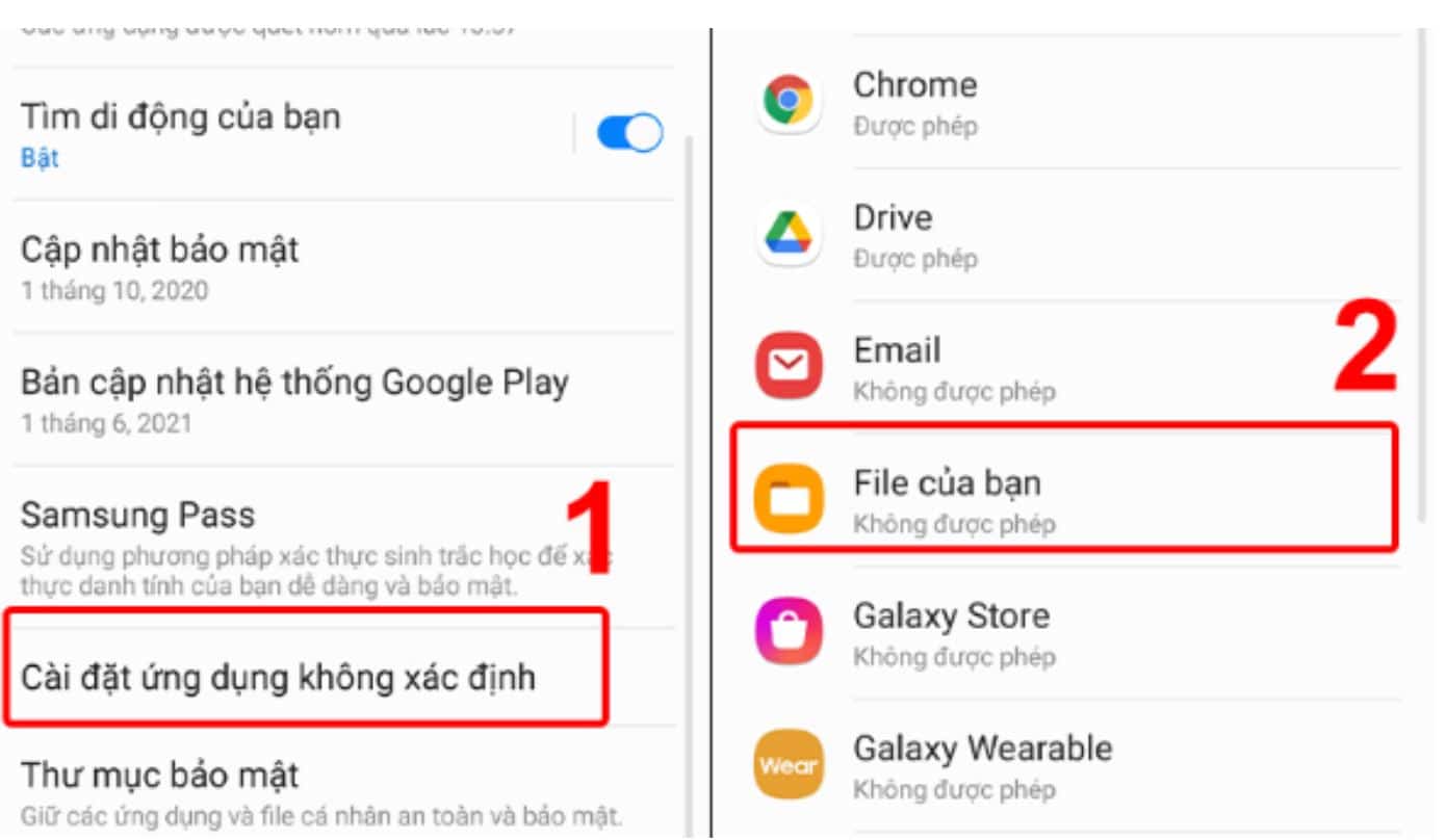 Bật tải ứng dụng không xác định trên Android