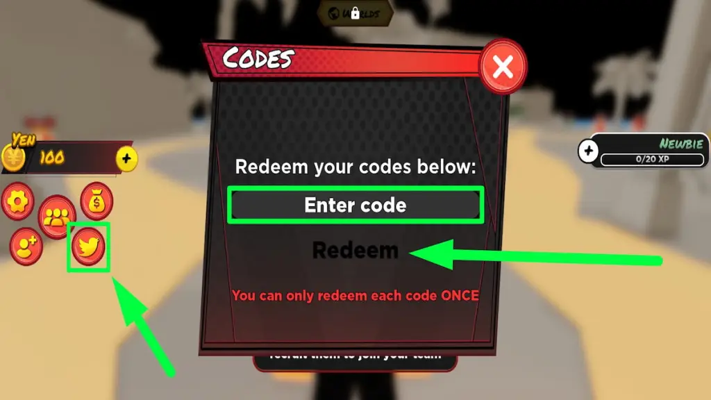 Chọn biểu tượng chú chim logo Twitter, nhập code rồi nhấn Redeem