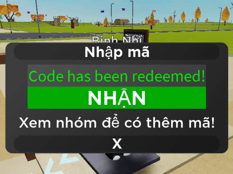 Quá trình đổi code hoàn tất và bạn đã nhận quà thành công.