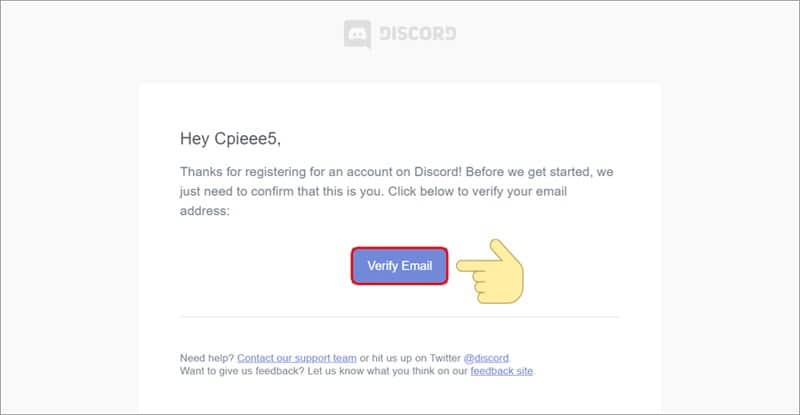 Chọn Verify Email