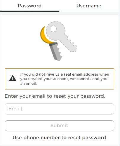Click vào password