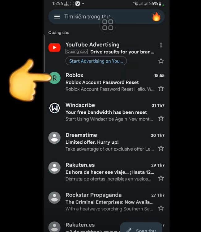 Roblox sẽ gửi cho bạn một email với hướng dẫn để lấy lại mật khẩu