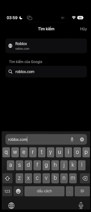 Truy cập vào Roblox.com trên Safari