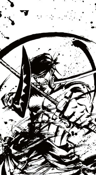Hình Zoro Đen Trắng Ngầu