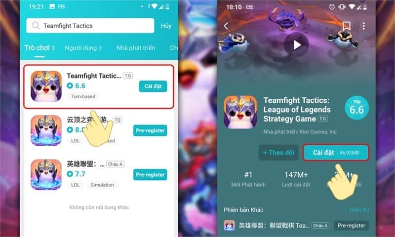 Bạn chọn và cài đặt Teamfight Tactics League of Legends Strategy Game
