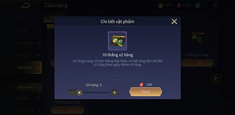 Dùng ruby mua thẻ để nhân đôi vàng - Cách Đổi Ruby Trong Liên Quân