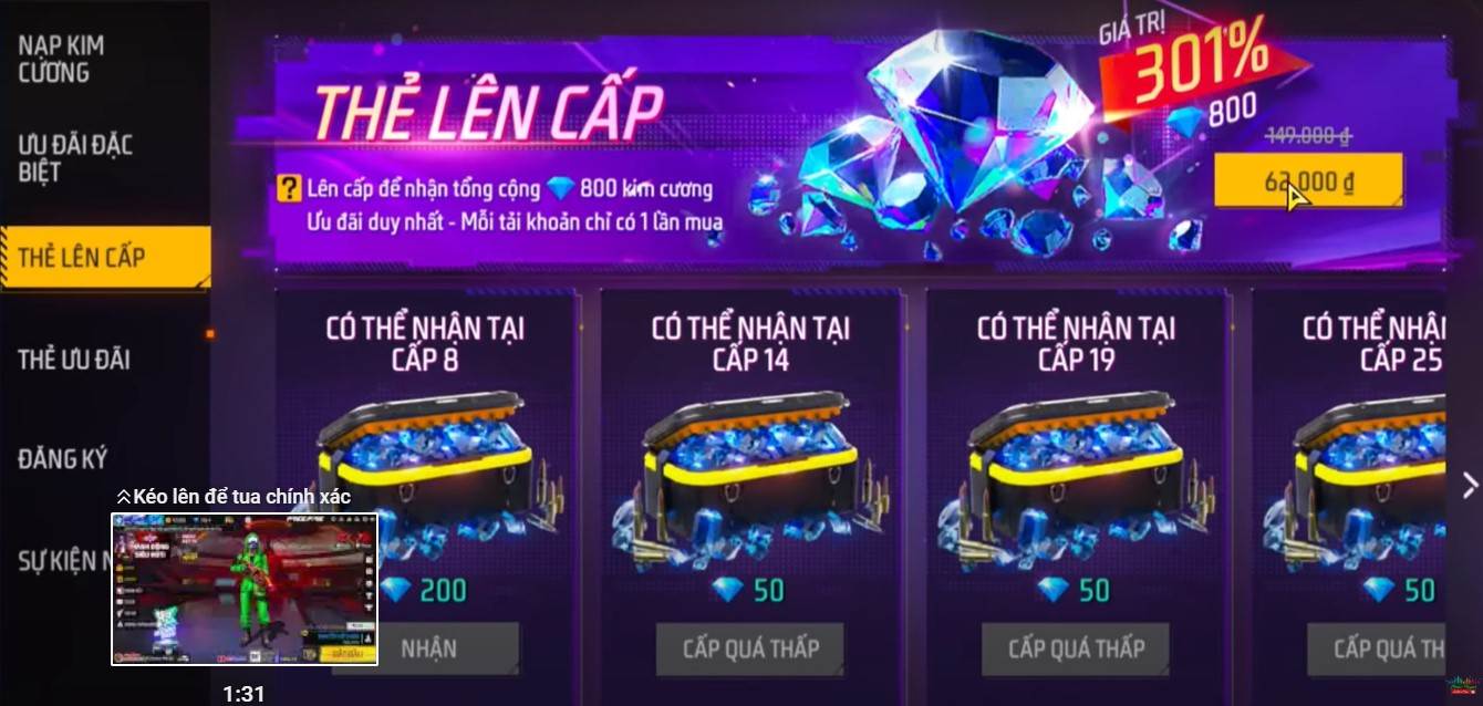 Giá Mua Thẻ Lên Cấp FF