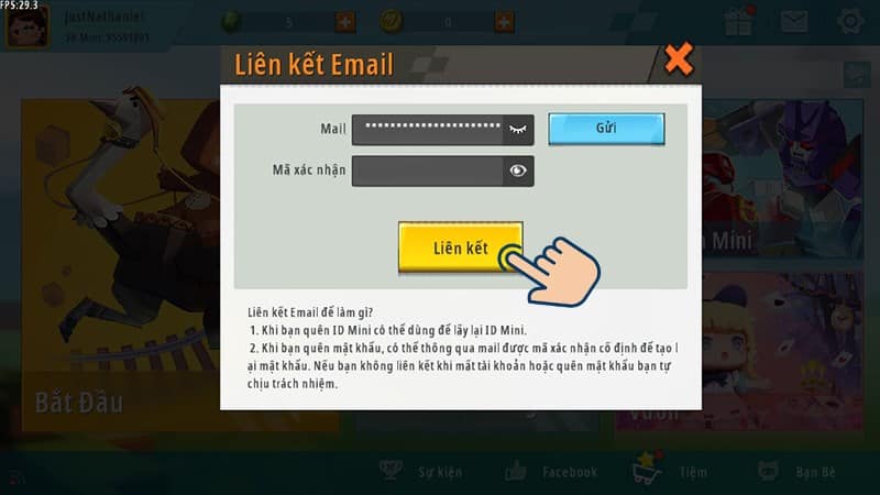 Nhap email ma ban muon lien ket cung ma xac nhan
