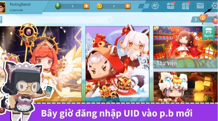 nhấn vào biểu tượng cài đặt hình răng cưa