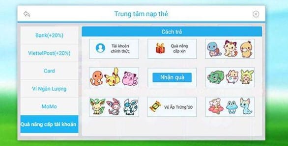 Quà Nâng Cấp TK Poke