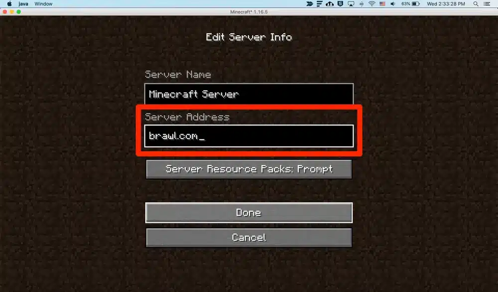 Vào server Minecraft của người khác