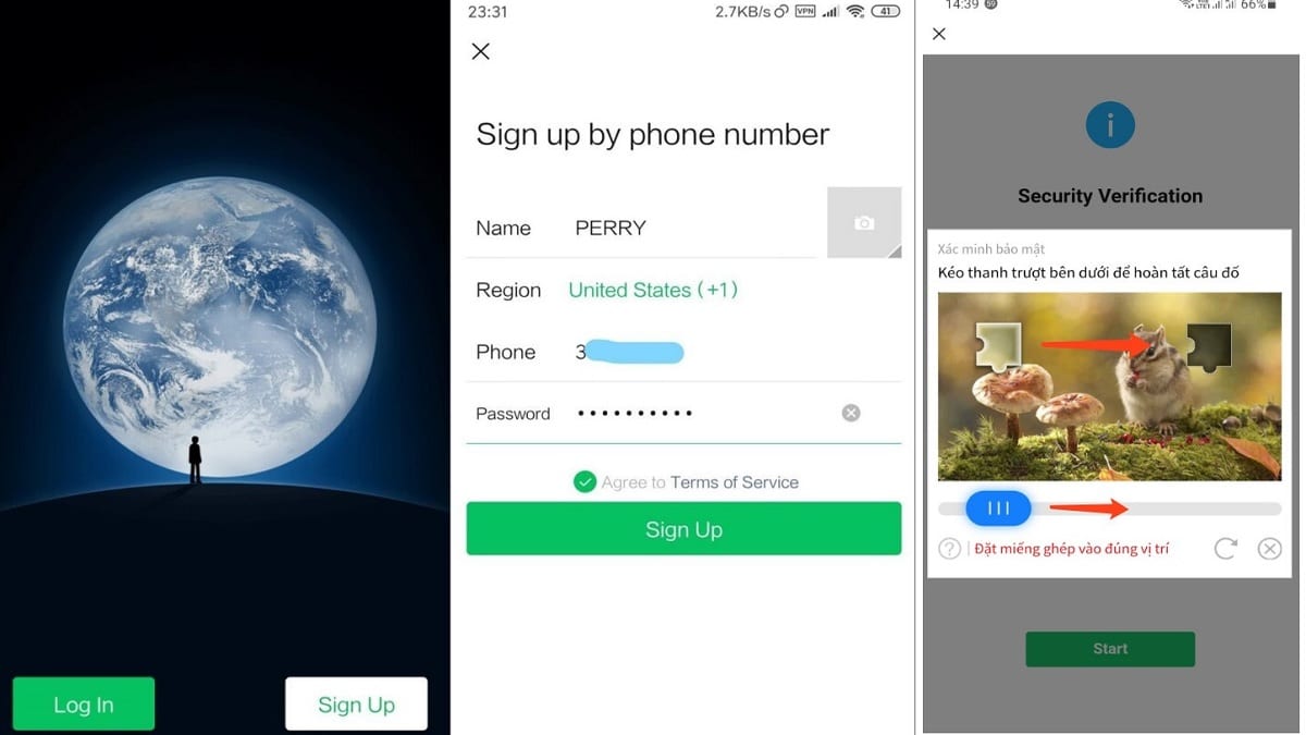 Đăng ký Wechat bằng cách nhấn giữ mảnh ghép xác minh