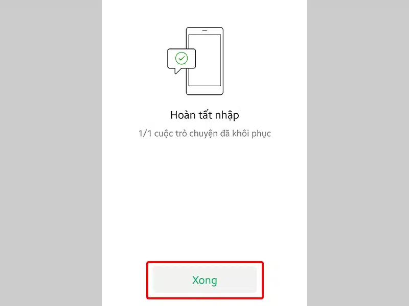 Nhấn vào Xong để hoàn tất cài đặt