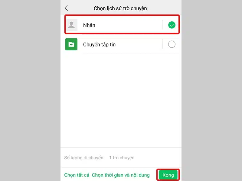 Tích chọn cuộc trò chuyện mà bạn muốn di chuyển