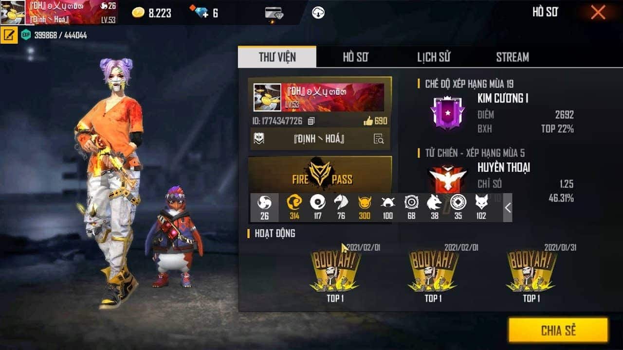 Ảnh nick free fire 1 triệu mới nhất
