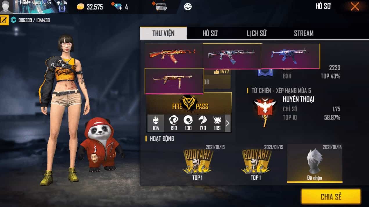 Bạn xem thêm ảnh nick free fire 1 triệu