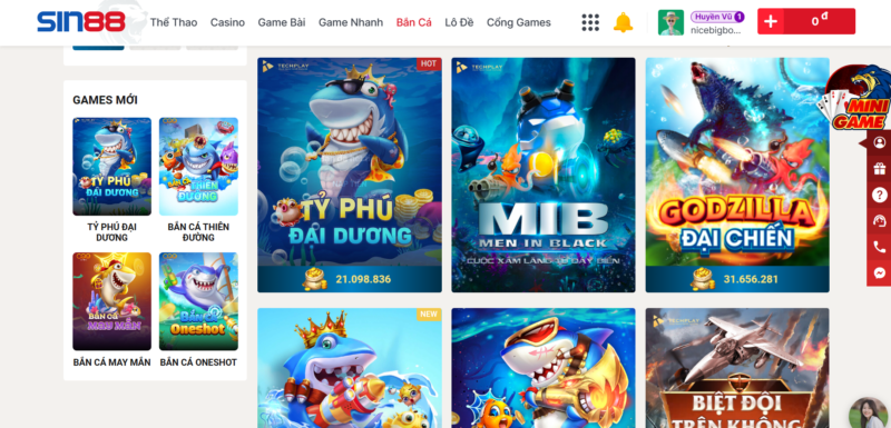 Bắn cá đại dương Sin88