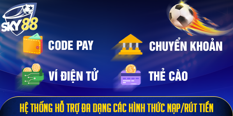 Hệ thống hỗ trợ đa dạng các hình thức nạp/rút tiền