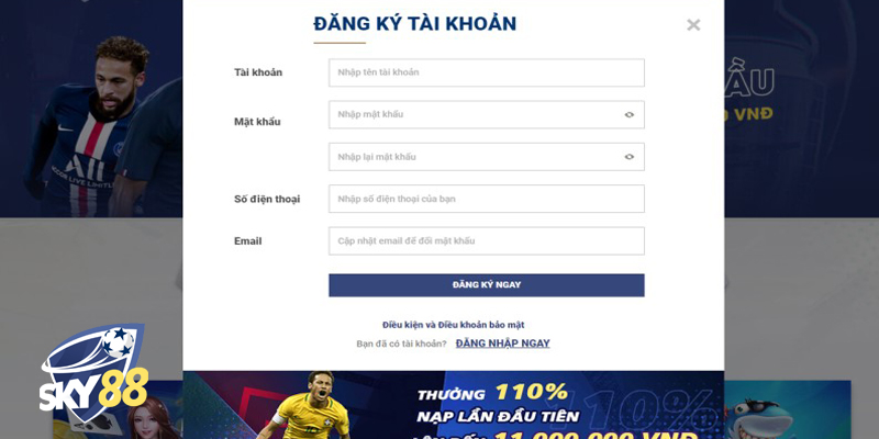Hướng dẫn đăng ký tài khoản tại Sky88