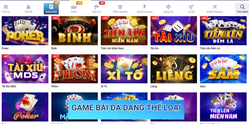 Game bài đa dạng thể loại