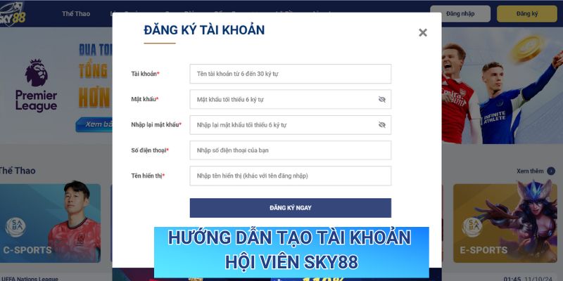 Hướng dẫn tạo tài khoản hội viên Sky88