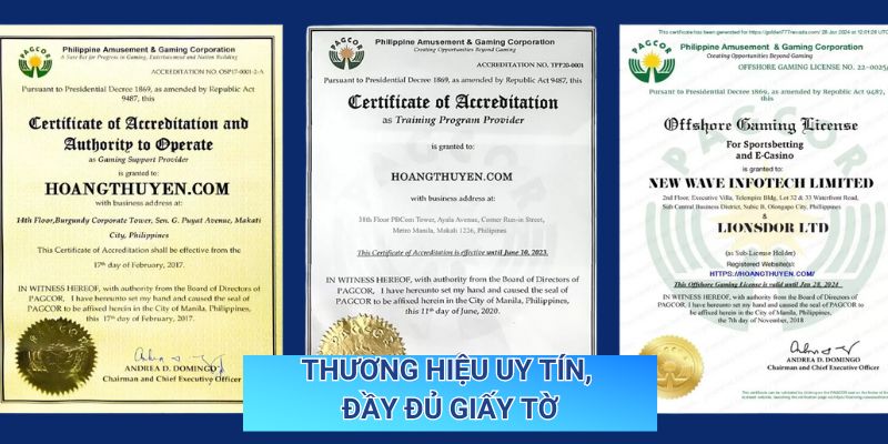 Thương hiệu uy tín, đầy đủ giấy tờ