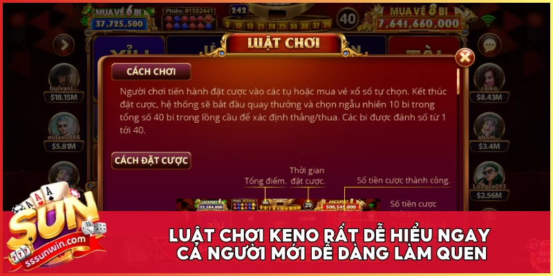 Luật chơi Keno rất dễ hiểu ngay cả người mới dễ dàng làm quen