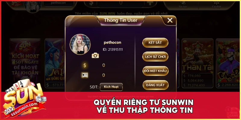 Quyền riêng tư Sunwin về thu thập thông tin