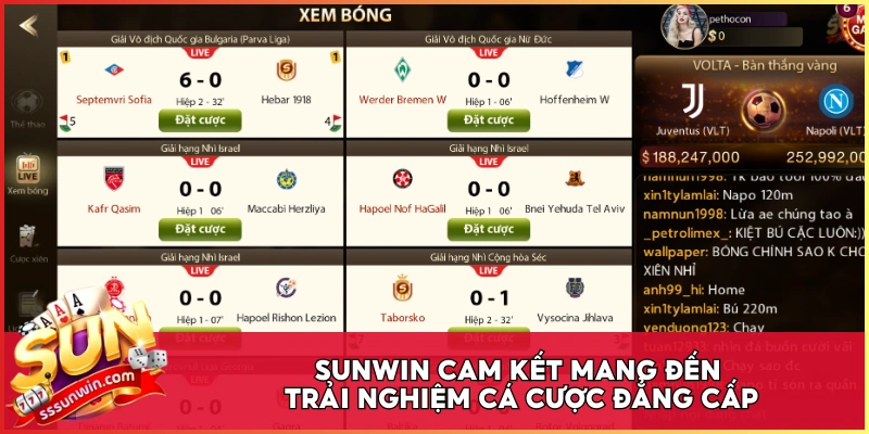 Sunwin cam kết mang đến trải nghiệm cá cược đẳng cấp