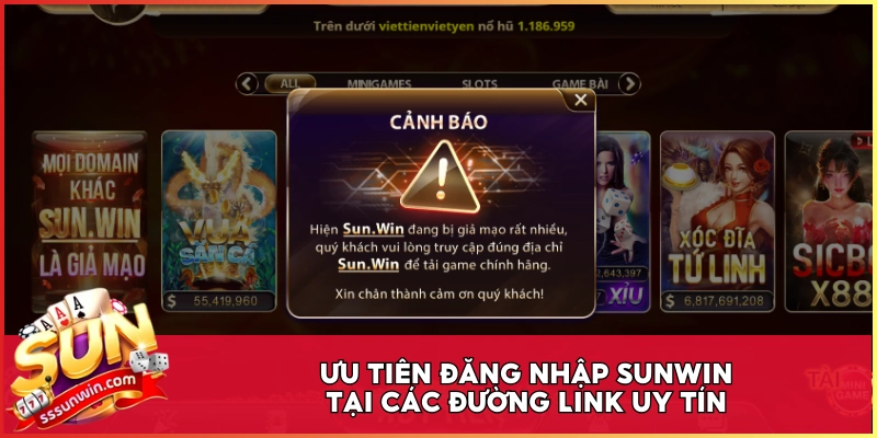 Ưu tiên đăng nhập Sunwin tại các đường link uy tín