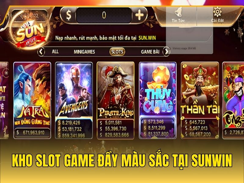 Kho Slot game đầy màu sắc tại Sunwin