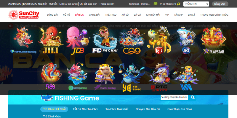 TRANG CHỦ Game Bắn Cá Suncity